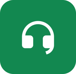 A green circle with headphones on it