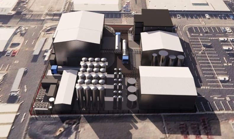 Screenshot Aerial view of industrial facility.